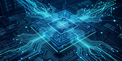 Stylized illustration of a custom AI inference chip with circuit patterns on a dark background suggesting silicon manufacturing