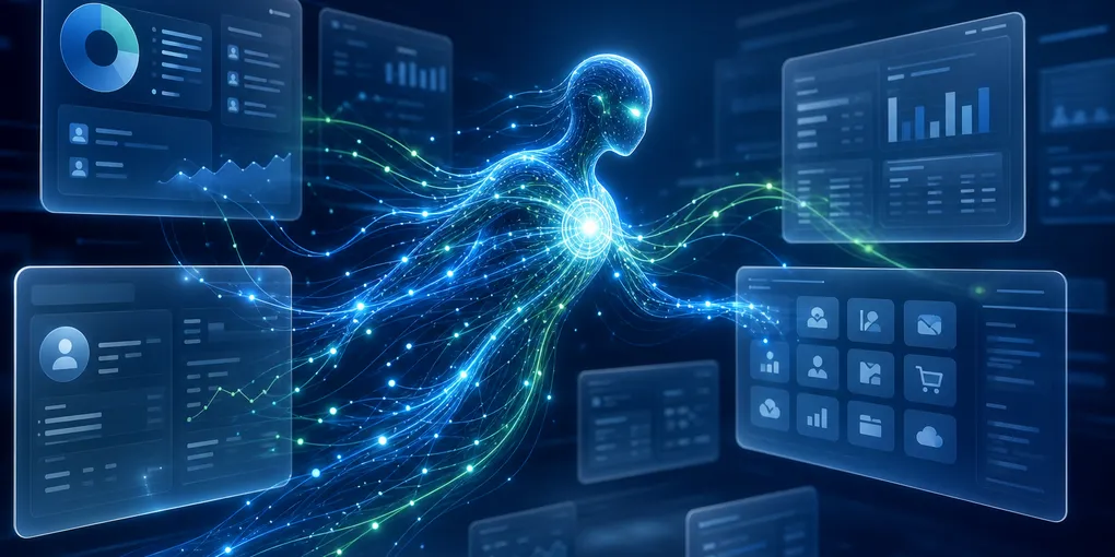 Abstract enterprise software contract and AI agent workflow map showing SaaS renewal risk and agentic automation pressure