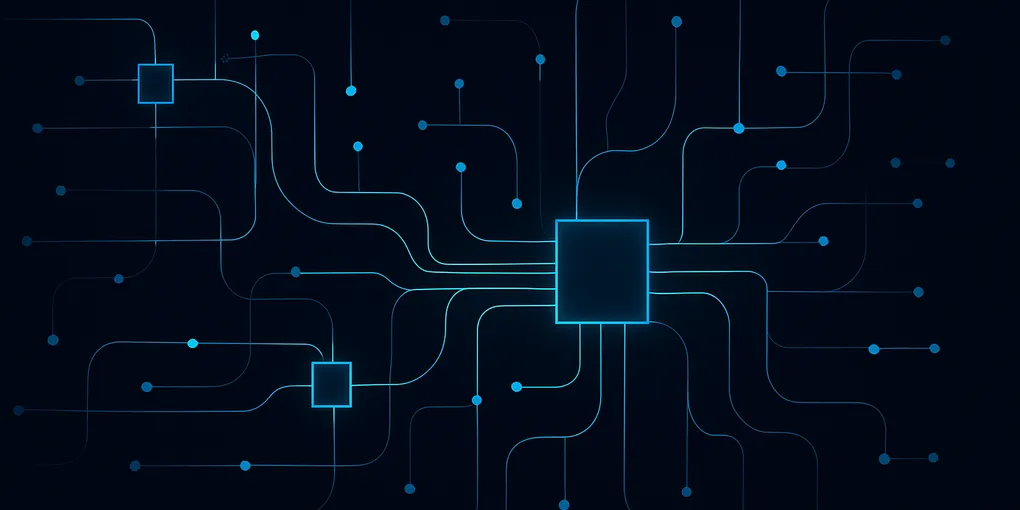 Dark blue tech diagram showing interconnected enterprise AI agents and data pipelines representing Snowflake Intelligence control plane